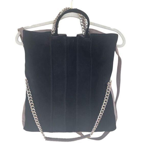 NWOT Ramy Brook Suede Two Tone Black Tan/Taupe Spacious Bucket Bag - Picture 2 of 6